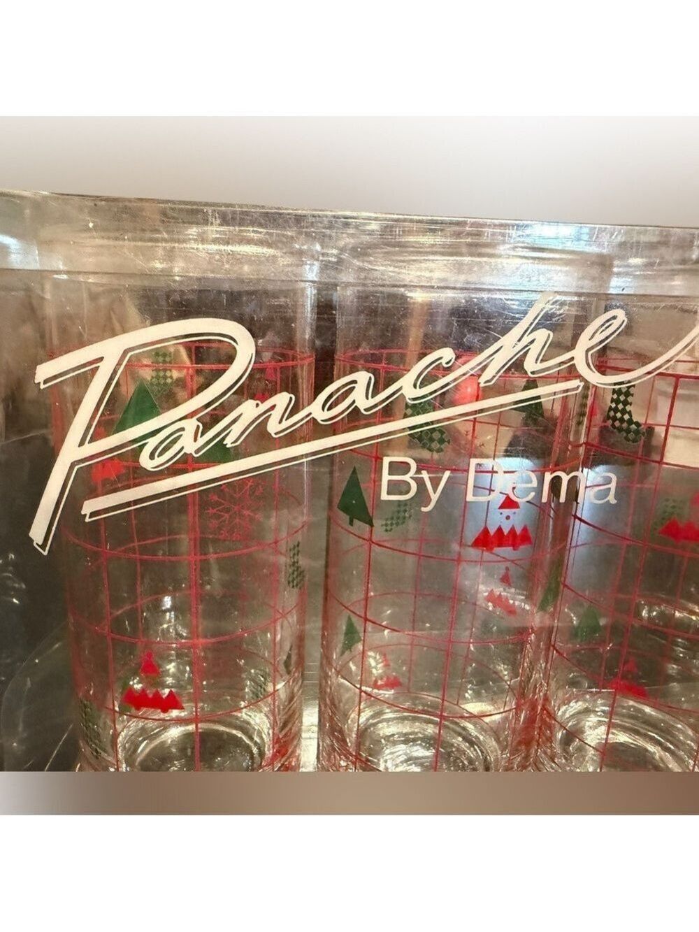 Vintage Panache by Dema Christmas Holiday 6.5” Glasses Original Box Set of 4 - Picture 3 of 3